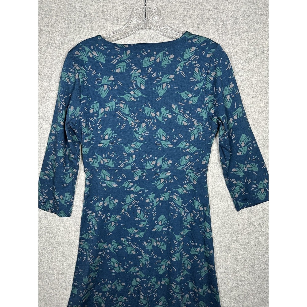 Toad & Co Small Dress Women Blue 3/4 Sleeve Floral V-Neck Organic Cotton Stretch - Picture 11 of 11